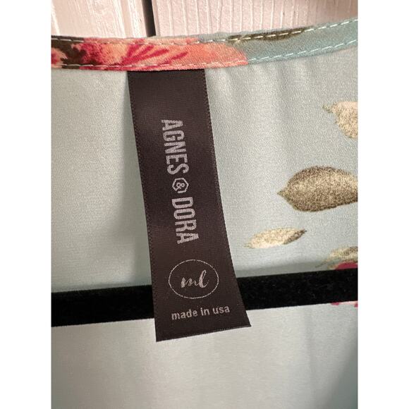 Agnes & Dora Floral Print Kimono Cardigan Open‎ Front Light Blue M/L Sheer - Picture 2 of 5